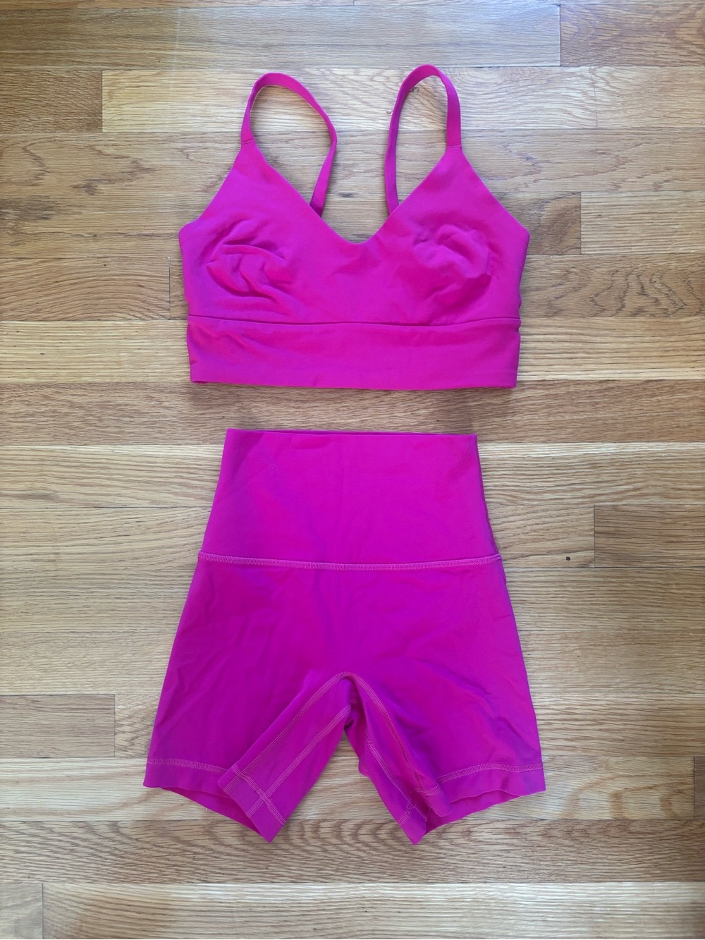 Lululemon Pink Flare Set - Align 6” Shorts 2” & XS Bra